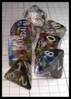 Dice : Dice - Dice Sets - Chinese Dice Clear with Smokey Swirls Purple and Blue with Silver Numerals - JA Collection Mar 2024
